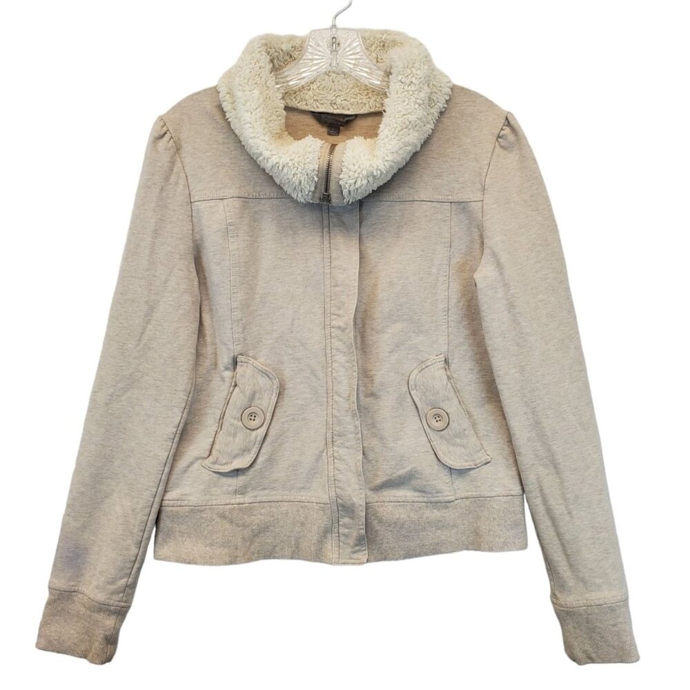 RUBBISH Womens L Jersey Cotton Sweatshirt Tan Jacket Zip Up
